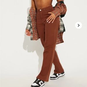 Fashion Nova Brown Wide Leg Pants